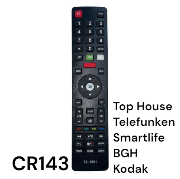 CR143 CONTROL REMOTO TOPHOUSE - TELEFUNKEN - SMARTLIFE - BGH - KODAK - 576