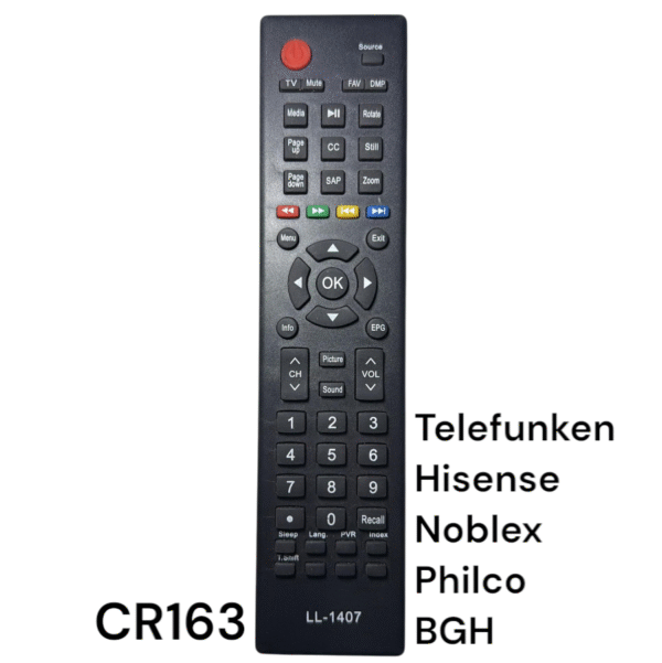 CONTROL REMOTO TELEFUNKEN - HISENSE - NOBLEX - PHILCO - BGH - ML1407- LL1407