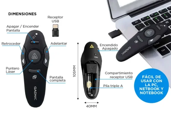 PUNTERO LÁSER GADNIC SK891 MULTIFUNCIONAL INALAMBRICO PRESEN01