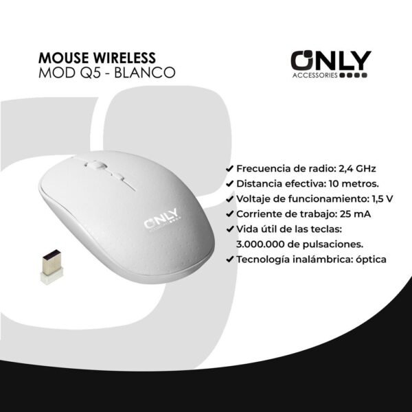 MOUSE WIRELESS MOD Q5 – BLANCO