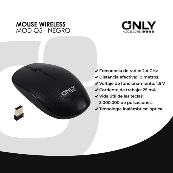 MOUSE INALAMBRICO Q5 NEGRO ONLY