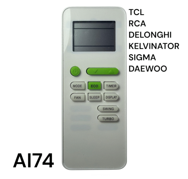 CONTROL REMOTO AIRE ACONDICIONADO TCL - RCA - DELONGHI - KELVINATOR - SIGMA - DAEWOO