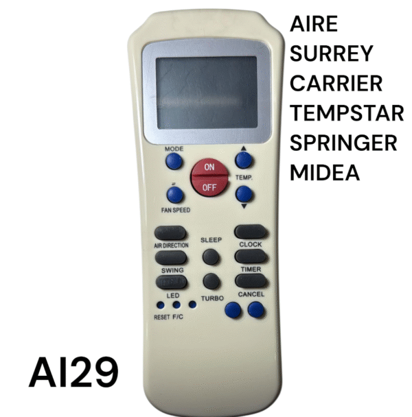 CONTROL REMOTO AIRE ACONDICIONADO SURREY - CARRIER - TEMPSTAR - SPRINGER - MIDEA