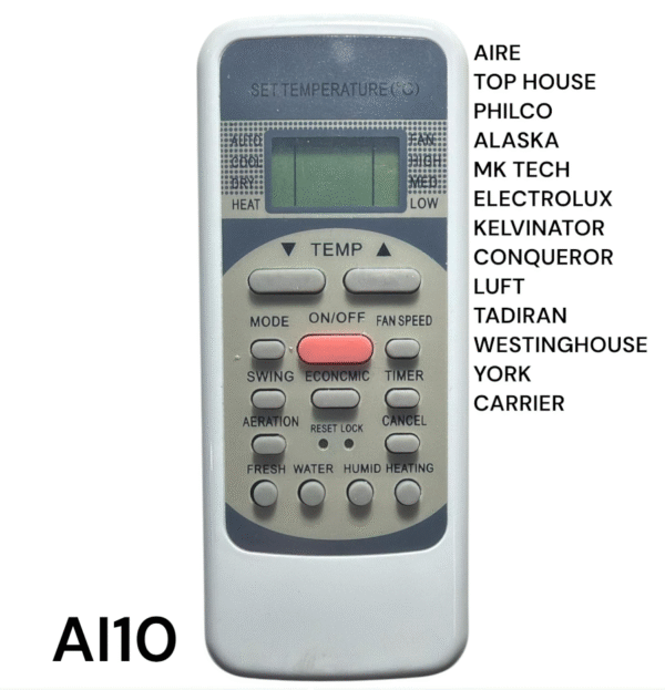 CONTROL REMOTO AIRE ACONDICIONADO TOP HOUSE - PHILCO - CARRIER - BGH - KELVINATOR