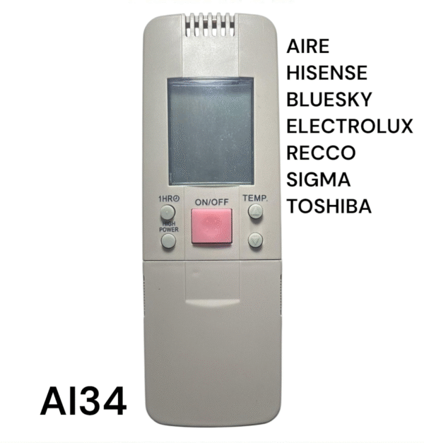 CONTROL REMOTO AIRE ACONDICIONADO HISENSE - BLUESKY - ELECTROLUX - RECCO - SIGMA - TOSHIBA