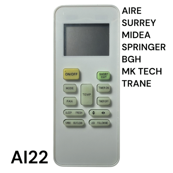 CONTROL REMOTO AIRE ACONDICIONADO SURREY - MIDEA - SPRINGER - BGH - MK TECH - TRANE
