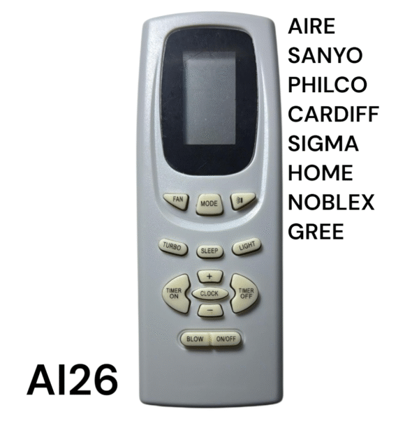 CONTROL REMOTO AIRE ACONDICIONADO KT07 SANYO - PHILCO - CARDIFF - SIGMA - HOME - NOBLEX - GREE