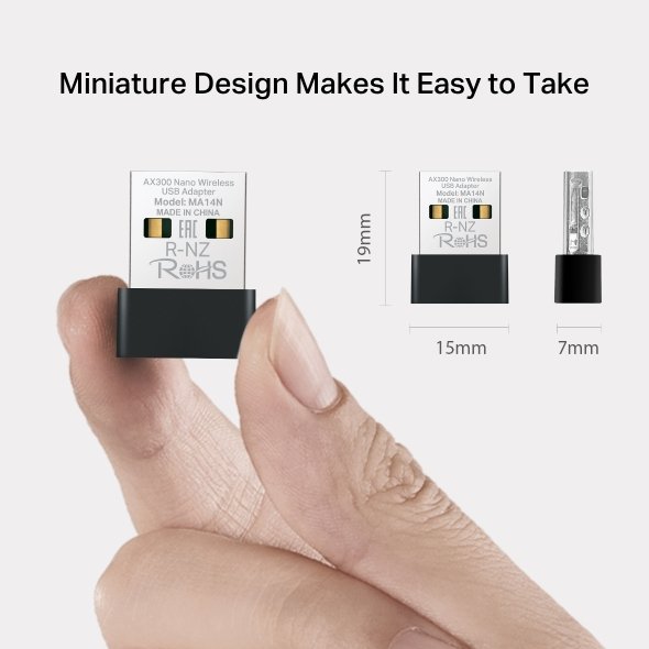 Adaptador Wifi Mercusys MA14N AX300 nano USB inalámbrico