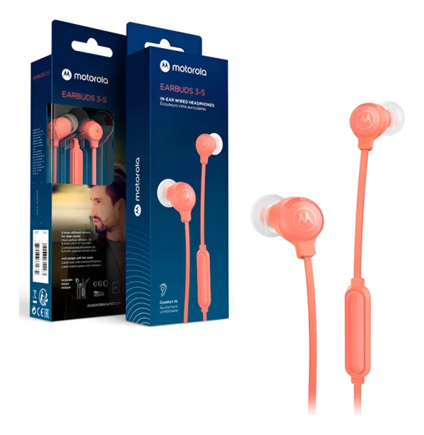 Auriculares Motorola Earbuds 3-S Color Rosado