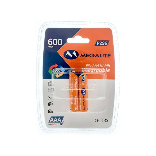 PILAS RECARGABLES AAA MEGALITE 600MAH NICKEL METAL