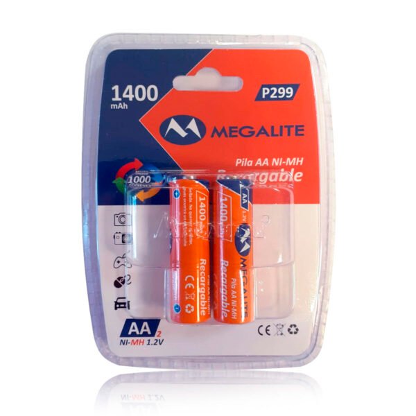 PILAS RECARGABLES AA MEGALITE 1400MAH