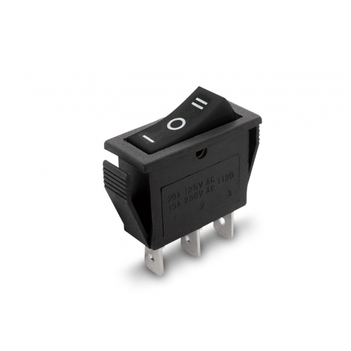 LLAVE TECLA 3P NEGRA ON-OFF-ON 15A 250V
