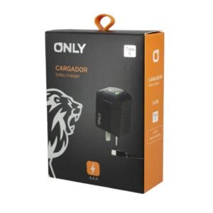 CARGADOR 220V ONLY MOD06 - 3.1 A – 2 USB C/ CABLE TC – NEGRO