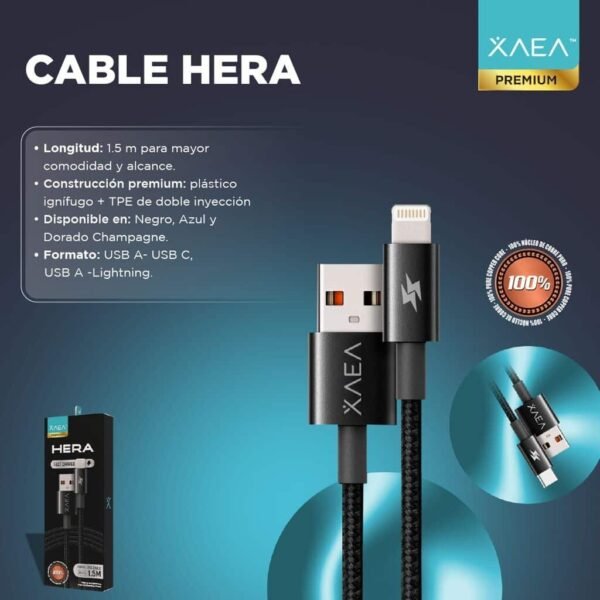 CABLE 1.5M TIPO C XAEA HERA DORADO CHAMPAGNE