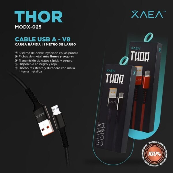 CABLE MICROUSB V8 MOD2005 THOR XAEA ROJO