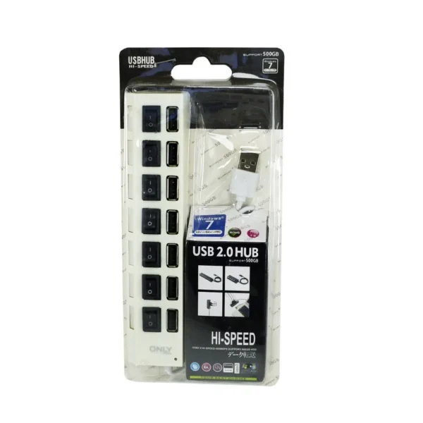 ADAPTADOR HUB USB 7 PUERTOS – BLANCO