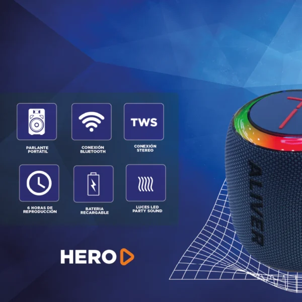 PARLANTE HERO ALIVER ALS-HERO-HP1 Azul