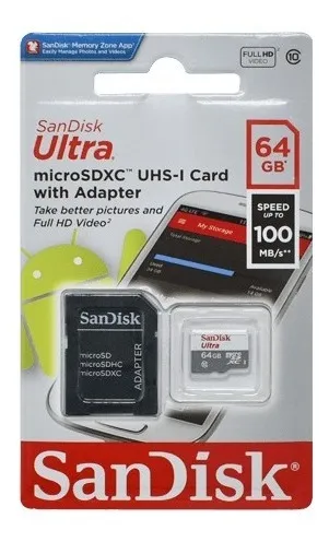 TARJETA MICROSD 64GB 100MB/S SANDISK ULTRA
