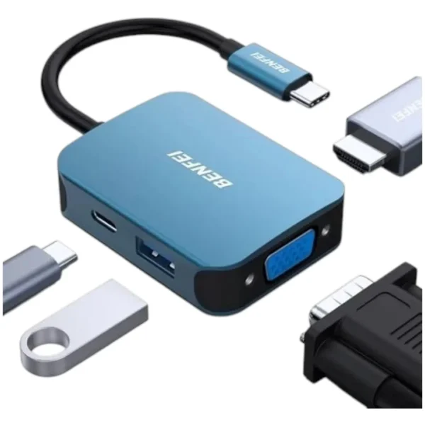 HUB ADAPTADOR TIPO C A HDMI VGA USB BENFEI BF-310