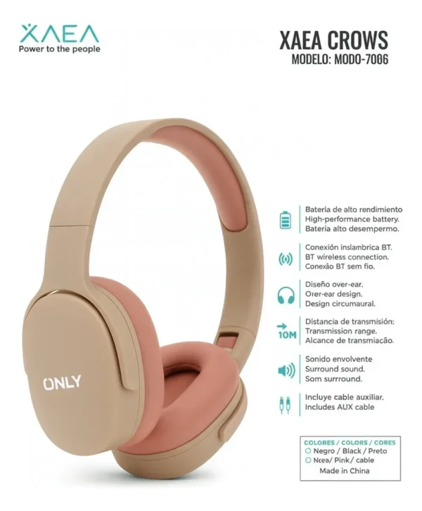 AURICULARES CROWS XAEA MODO-706 ROSA