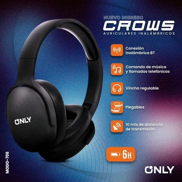 AURICULARES CROWS XAEA MODO-706 NEGRO