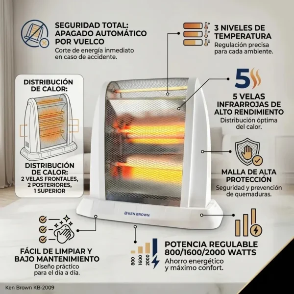 ESTUFA ELECTRICA KEN BROWN KB-2009 2000 WATTS