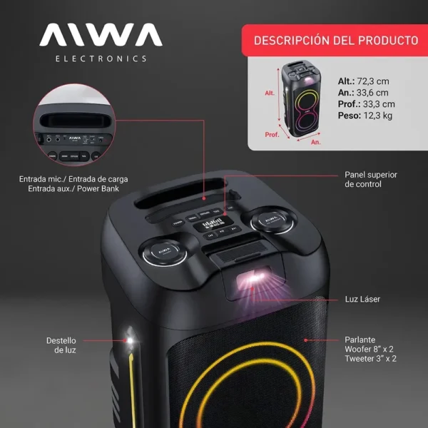 image (47) PARLANTE TIPO TORRE AIWA 16000w Pmpo AW-T280L
