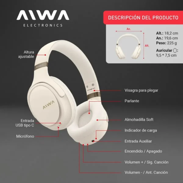 image (57) AURICULAR AIWA BT AW-AVB602C CREMA