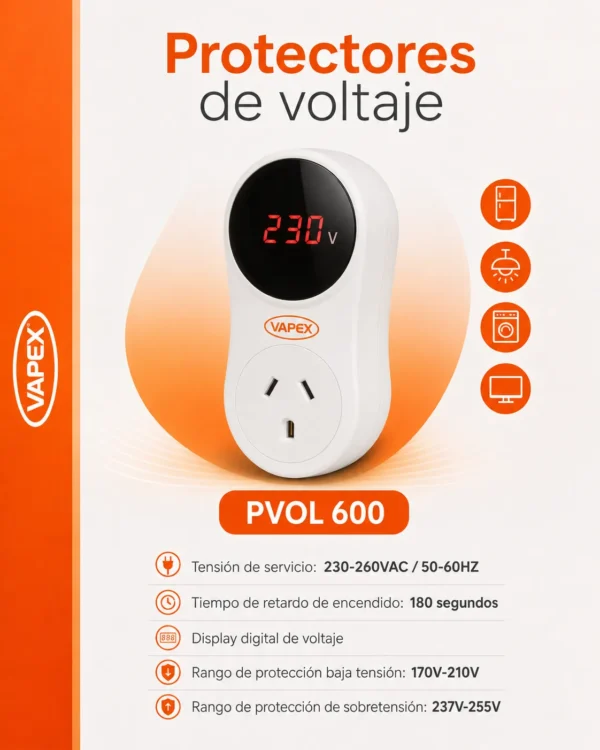 PROTECTOR DE TENSIÓN VAPEX CON VISOR DIGITAL