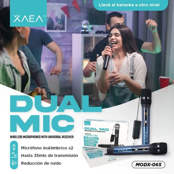 DUAL MIC WIRELESS MICROPHONES HASTA 40MTS XAEA