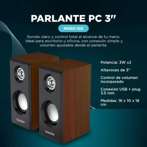 PARLANTE DE PC DOBLE LEERFEI NEGRO