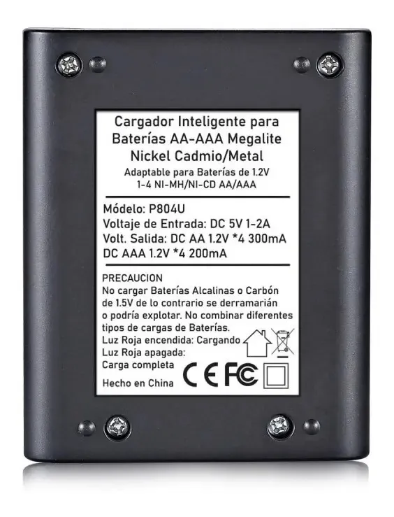 CARGADOR PARA BATERIAS AA-AAA 4SLOTS P804U MEGALITE